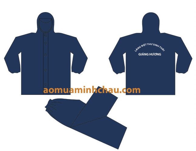 Áo mưa bộ cho nhân viên bảo vệ in logo