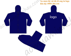 Áo mưa bộ vải dù tổ ong nhẹ in logo