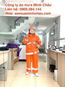 Sản xuất áo mưa bộ màu cam 