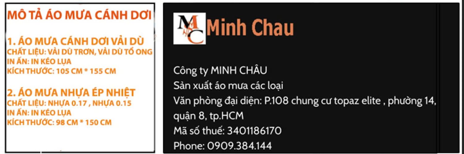Xưởng sản xuất áo mưa Minh Châu