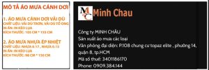 Xưởng sản xuất áo mưa Minh Châu